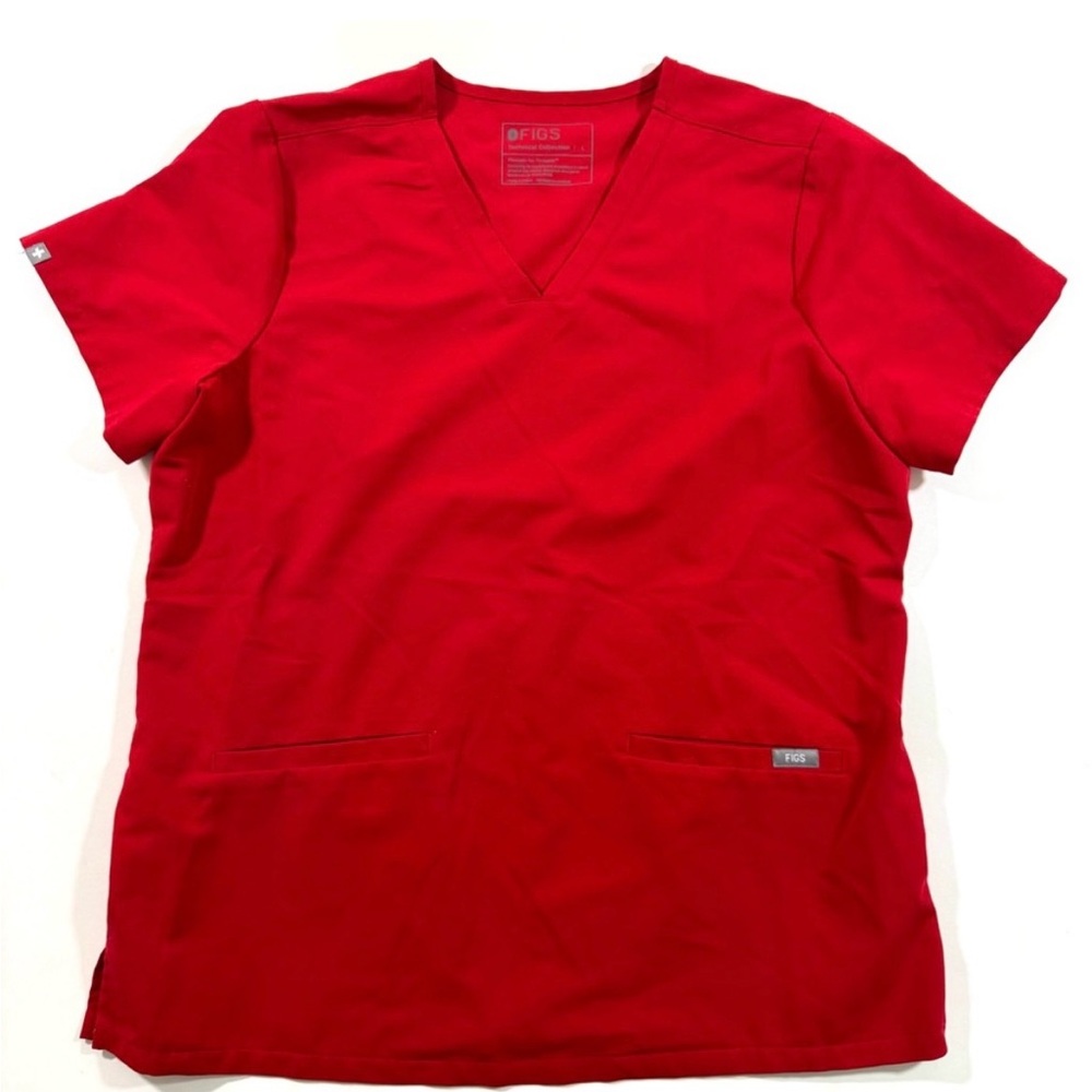 Figs Casma Three Pocket Scrub Top Red Medical Uniform